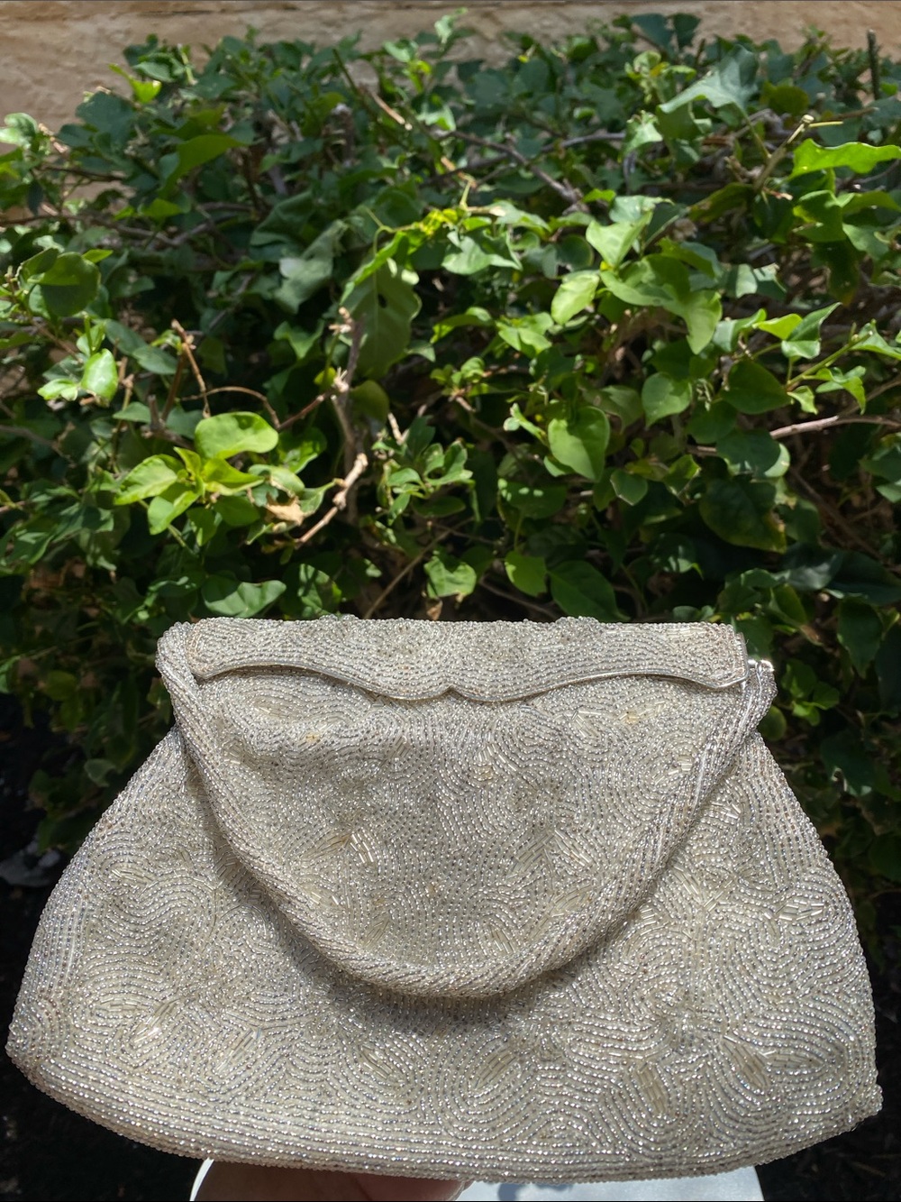 Vintage 1950’s /60’s Japan Italian Beaded Silver Evening Bag